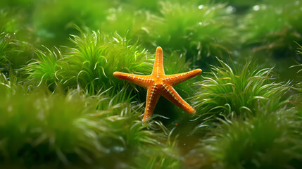 Beautiful beach with starfish and shells