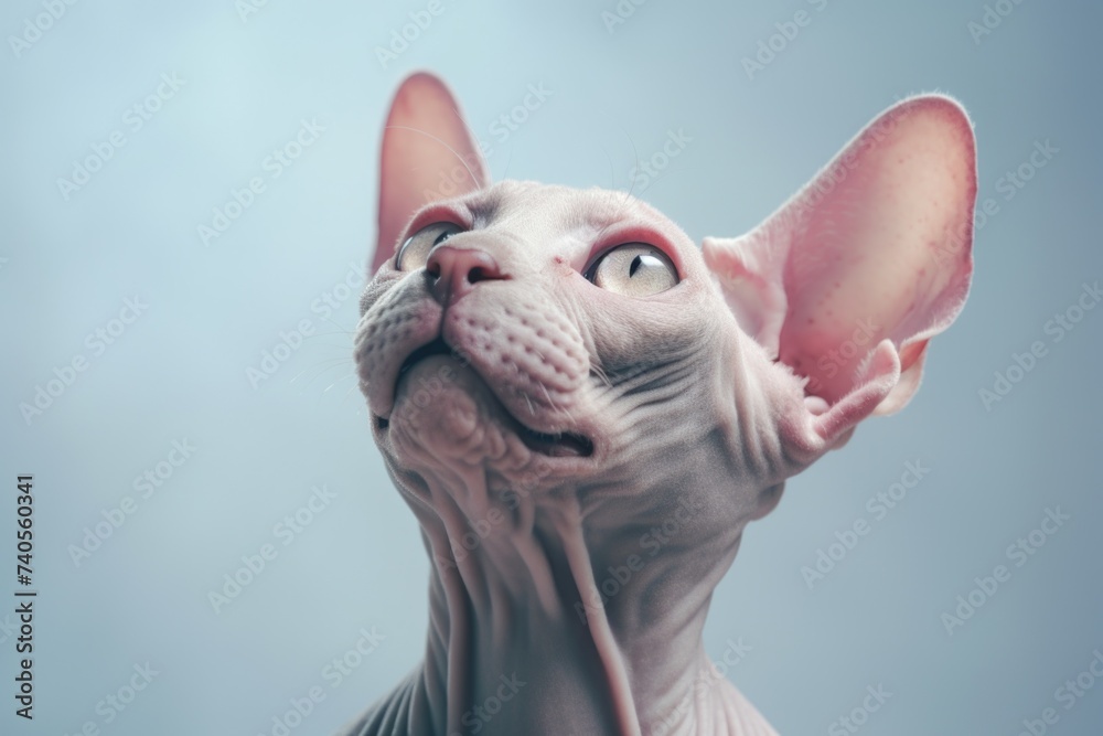 Poster close up of a cat gazing upwards, suitable for various projects