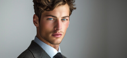 Serious look of a good looking businessman or young entrepreneur.