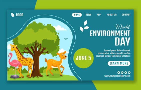 Environment Day Social Media Landing Page Cartoon Hand Drawn Templates Background Illustration