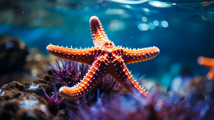 Beautiful beach with starfish and shells
