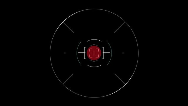 Hud tracking and marking on red circle target with cross hair. Motion graphic