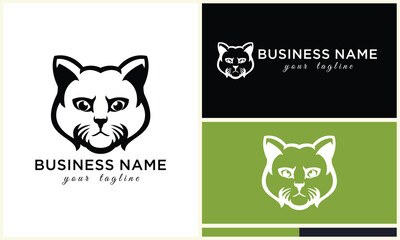 line cat head logo template