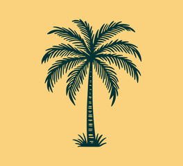 Fototapeta na wymiar Palm tree vector hand drawn illustration graphic asset
