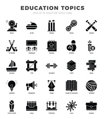 icons set. Education Topics for web. app. vector illustration.