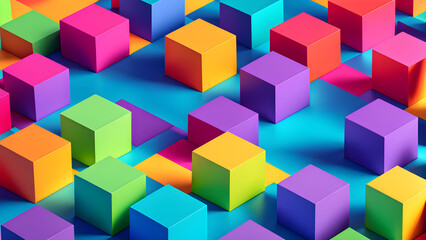 Obraz premium vibrant-geometric-shapes-3d-against-a-backdrop-of-bright-colors-casting-soft-shadows-high