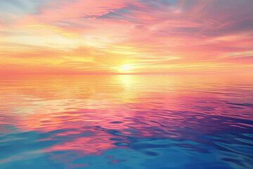 Naklejka na ściany i meble A serene sunset over a tranquil sea, evoking peace