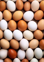 BIO fresh chicken eggs on green farm, food protein healthy food . Generative Ai.
