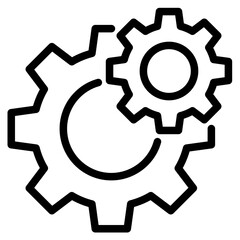 gear icon, cog wheel, engine circle, thin line web symbol on white background	