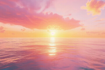 Naklejka na ściany i meble A serene sunset over a tranquil sea, evoking peace