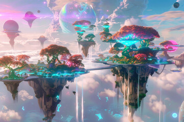 A vibrant fantasy landscape