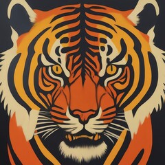 Abstract Tiger Art in Bold Orange and Black