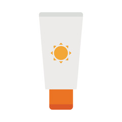 White tube with sunscreen line icon. Summer, beach, ultraviolet, ray, vitamins, protection, relaxation, sea, sun, skin, travel, health. Vector line icon for business and advertising