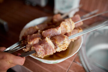 Summer Backyard Barbecue Featuring Hand-Threaded Kebabs Ready for Grilling