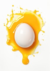 BIO fresh chicken broken eggs on green farm, food protein healthy food. Generative Ai.