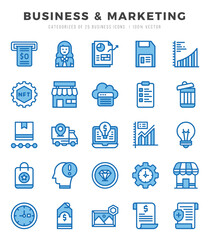 Business & Marketing Icons Pack. Two Color icons set. Two Color icon collection set.