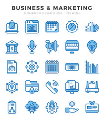 Business & Marketing icons Pack. Two Color icons set. Business & Marketing collection set.