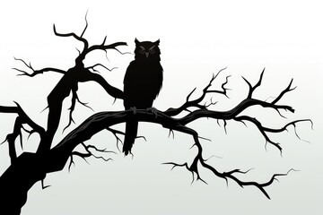 Majestic owl resting on a tree branch, suitable for nature themes