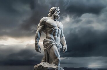 Fototapeta na wymiar Stoicism concept, sculpture of a stoic, representing philosophy, ancient greek god statue. Antique sculpture
