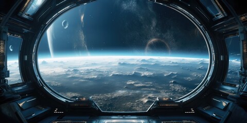 Earth seen from space station, suitable for science and technology concepts - obrazy, fototapety, plakaty