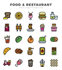Food and Restaurant Icon Pack 25 Vector Symbols for Web Design.