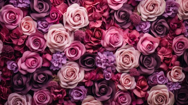 Beautiful rose flowers background for valentine's day and wedding scene