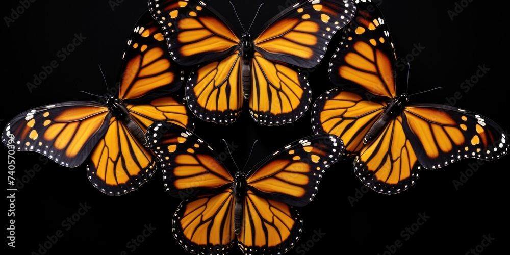 Poster a group of butterflies sitting on top of each other. perfect for nature and wildlife themes