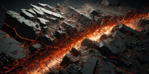 A city with flames bursting out, suitable for disaster concepts