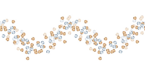 Sewing sequins. Seamless glitter pattern. Watercolor illustration of sewing accessories for clothing decoration. Embroidery. Ornament for background design, packaging, textile, banner