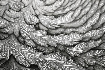 Monochrome image of frost-covered leaves, suitable for winter-themed designs