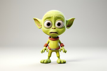 Playful 3d green alien space character illustration for sci fi projects and designs