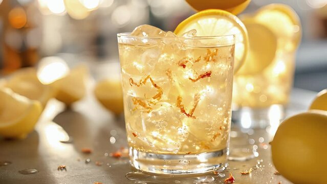 Set your taste buds ablaze with a zesty twist on lemonade the fiery lemon peel adds a touch of heat to this cool and crisp drink.