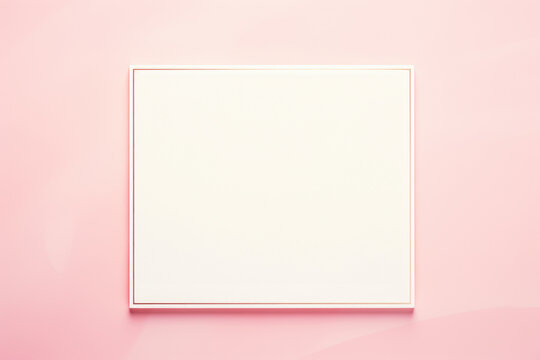 A picture frame hanging on a pink wall. Suitable for interior design concepts