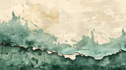 Fototapeta premium Abstract Artwork: Layers of Creamy Whites and Deep Greens for Modern Home Decor