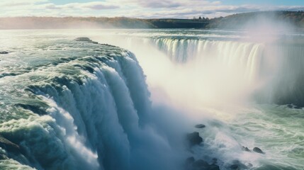 Obraz premium A majestic waterfall with a strong flow. Ideal for nature enthusiasts