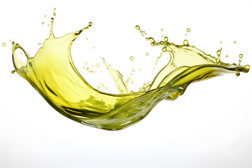 Fresh olive oil dynamic splash isolated on white background