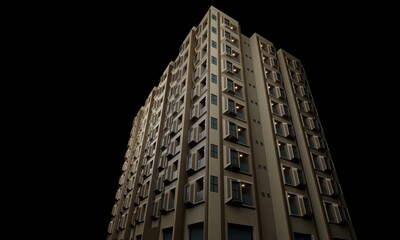 Fototapeta na wymiar 3d render hotel building at night scene architecture wallpaper background