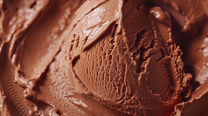 Close-Up of Creamy Chocolate Ice Cream Scoop - obrazy, fototapety, plakaty