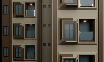 Fototapeta premium Close up front of window hotel render architecture wallpaper background