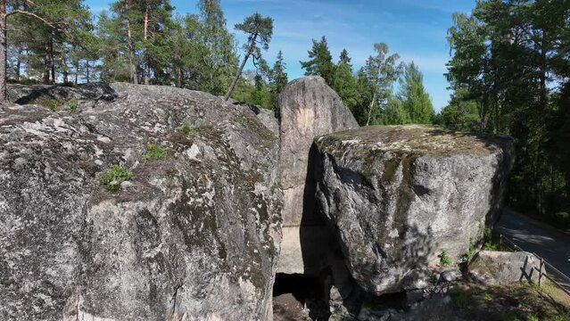 Aerial drone view of Temple of Lemmink&auml;inen in Gumbostrand, Finland.