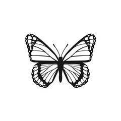 Butterfly silhouette. Y2k aesthetic, hand drawn. Vector graphics in trendy retro 2000s style.