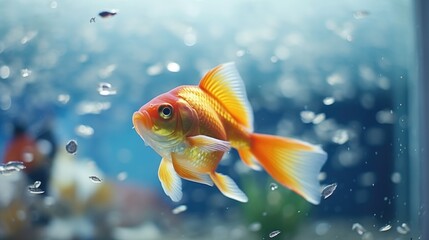 Close up of a fish swimming in a tank. Perfect for pet store or aquarium concept