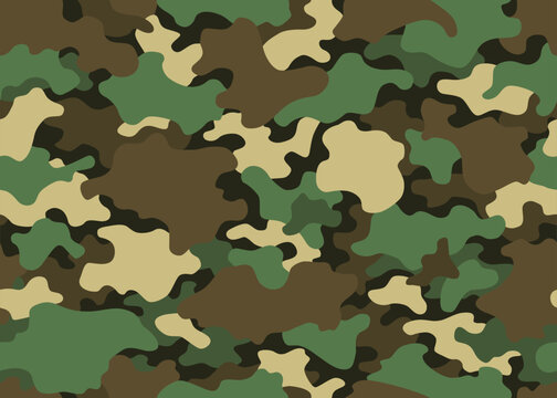 Camouflage texture seamless pattern. Abstract modern camo background for fabric and fashion textile print. Woodland style. Textures of classic clothing in masking style