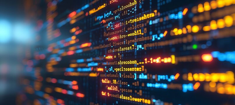 Secure coding data with encryption symbols   dynamic and dramatic composition with copy space