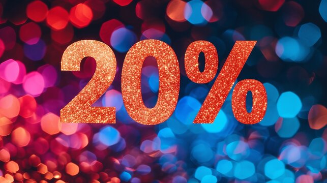 Shimmering holographic airborne icon showcasing a captivating  20  off  discount offer - Powered by Adobe