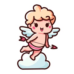cute cupid baby boy with bow . simple cartoon colourful illustration isolated on white background for valentines day 