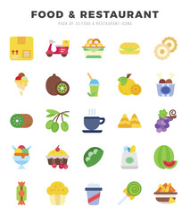 Food and Restaurant Icon Pack 25 Vector Symbols for Web Design.