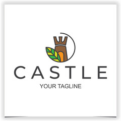 Vector eco leaf castle tower logo design