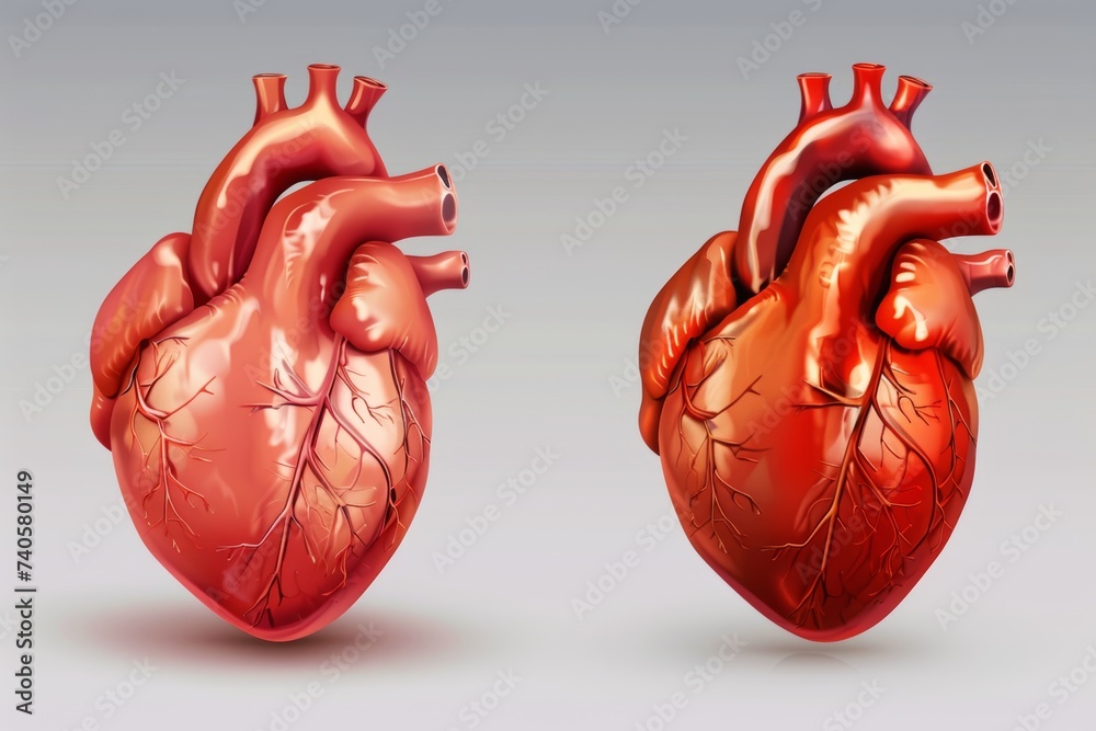 Poster the heart is red and is a symbol of love in a realistic 3d design. illustration of the heart.
