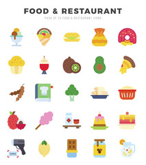 Set of Food and Restaurant Icons Flat icons collection.